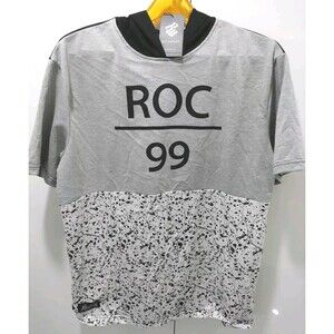 VTG 90s Rocawear - Mens Hooded T-Shirt "Grey Hoody" - Sz XL - Skater Streetwear